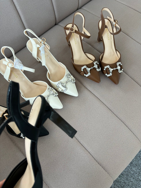 Women Rhinestone Pointed-Toe Stiletto Heel
